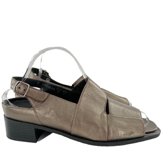 Theresa M Celeste womens sandals size 7 Siena pewter leather square toe - Picture 1 of 11